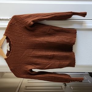La Maille Sezane brown pullover sweater button sleeve xs merino wool